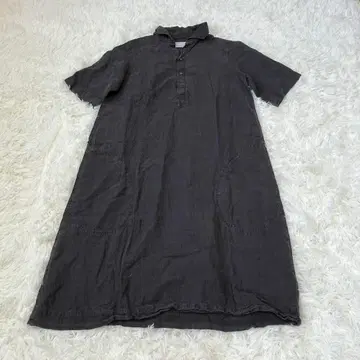 그린 그린 린넨 반팔 원피스 숯 블랙