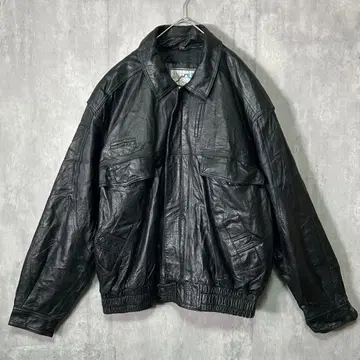 최고급 가죽 자켓 블루종 올 블랙 천연 가죽 호주 블랙 L