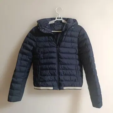 LACOSTE 후드 부착 다운 자켓 네이비