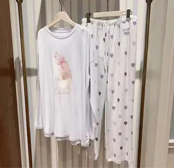 [ 상하의 세트 ] 젤라피케 젤라또피케 고양이 무늬 룸웨어 블루