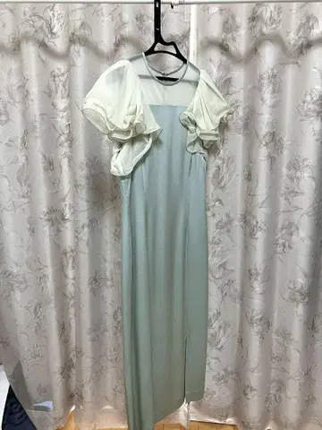 프레이 아이디 프릴 슬리브 콤비 원피스 그린 S