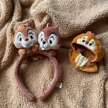 칩과 데일 머리띠와 후드 부착 봉제 인형 모자 (데일)