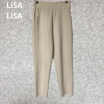 LiSALiSA 크림색 슬랙스 큰 포켓 부착