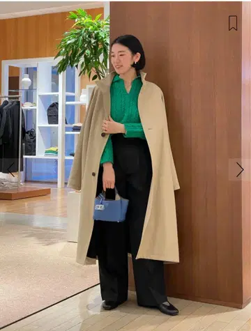 CABaN 울 개버딘 스탠드 카라 코트