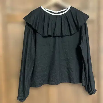 린넨 프릴 셔츠 블랙