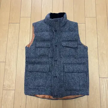 POLO 트위드 다운 베스트 그레이 브라운