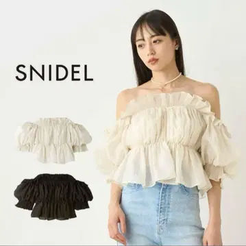 SNIDEL 자카드 오프숄더 블라우스