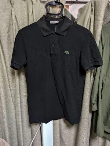 LACOSTE 블랙 코튼 피케 셔츠