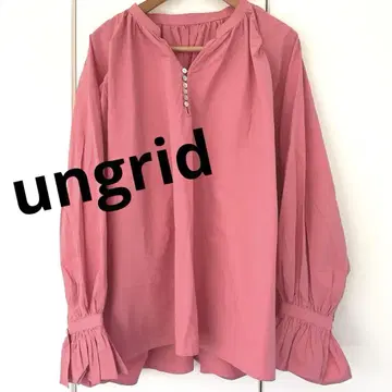 [ ungrid ] 핑크 벌룬 슬리브 블라우스 긴팔 셔츠