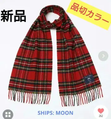 새상품 SHIPS MOON 타탄 체크 머플러 레드