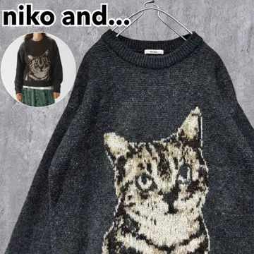 [새상품급] niko and - 니코앤드 캣 패턴 자카드 니트 풀오버