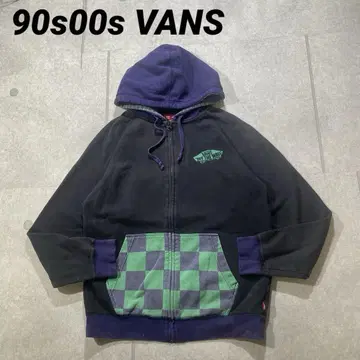 90s00s VANS 반스 지퍼 후드티 체크 무늬 깃발 스케이터