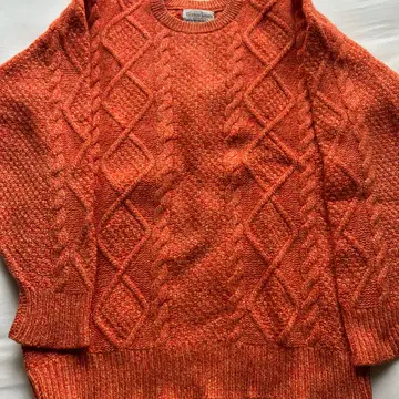 WILLIAM LOCKIE 오렌지 케이블 니트 스웨터