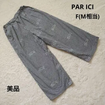 새상품급 PAR ICI 깅엄 체크 물고기 패턴 이지 팬츠 F (M 상당)