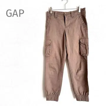 GAP 갭 카고 팬츠 사이드 포켓 밑단 조임 리브 면 혼방 브라운