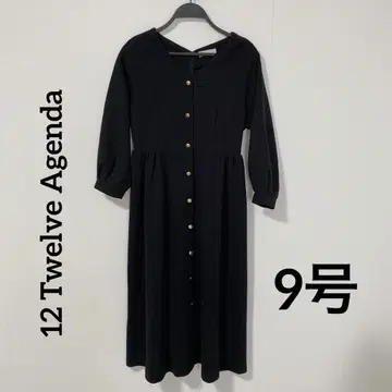 블랙 골드 컬러 버튼 7부 소매 셔츠 원피스