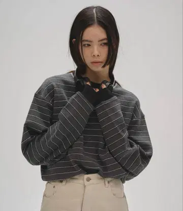 TODAYFUL Border Long T-shirts 그레이