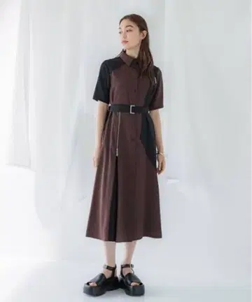 유나이티드 도쿄 브라운 반팔 셔츠 원피스 벨트 포함 1