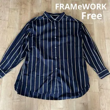 프레임워크 오버 사이즈 코튼 스트라이프 긴팔 셔츠 일본제