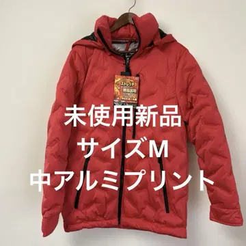 natulyse 다운 자켓 빨간색 후드 부착 안쪽 알루미늄 프린트
