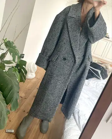 헤링본 오버 사이즈 롱 코트