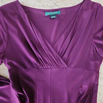 LAUREN 퍼플 무릎 기장 원피스 긴팔