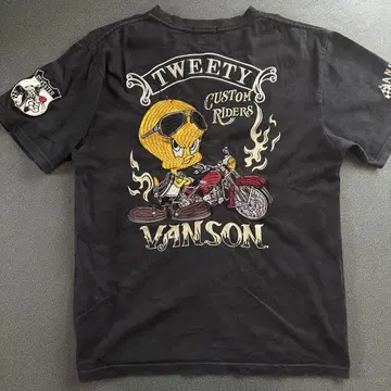 Tweety VANSON 블랙 T셔츠 콜라보 트위티 자수