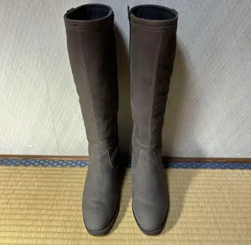 MANU 다크 브라운 스웨이드풍 롱 부츠 23.5 cm