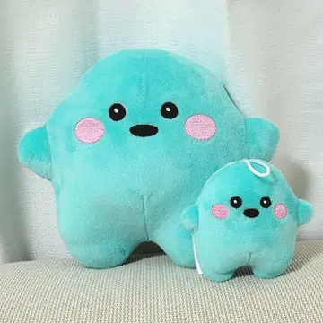 서큘러 터콰이즈 블루 봉제 인형 대소 2점 세트 만박 독일관