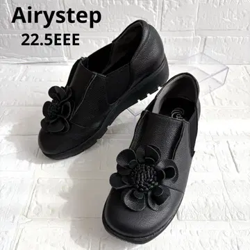 Airystep 에어리 스텝 신발 천연 가죽 통굽 꽃 모티브 22.5
