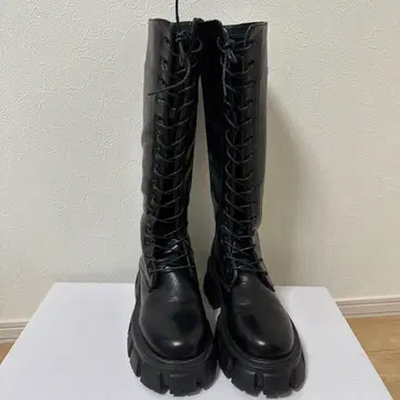 GRL 블랙 롱 부츠 통굽
