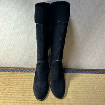 fed international 블랙 스웨이드 롱 부츠 23.0cm