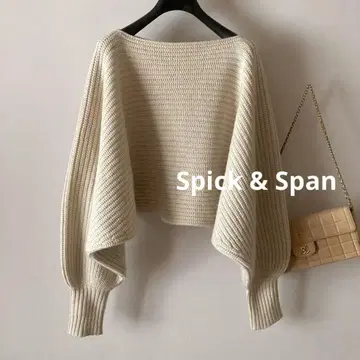 스픽앤스팬*캐시미어 울 래글런 풀오버 아제 니트*아이보리