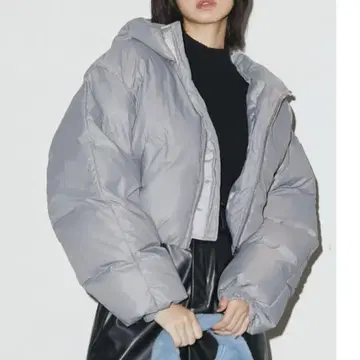 EMODA 숏 볼륨 퍼프 다운 자켓 아우터 그레이