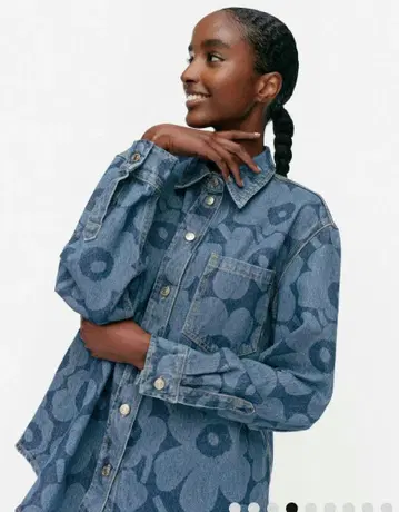 marimekko 꽃무늬 데님 셔츠 자켓 32 사이즈