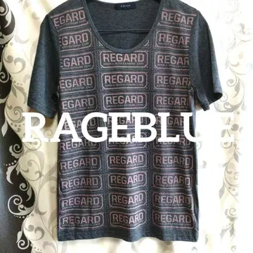 RAGEBLUE T셔츠 M 다크 그레이 REGARD 로고 올 패턴 417