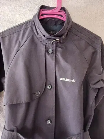 adidas 블랙 트렌치코트 허리 벨트 포함 M