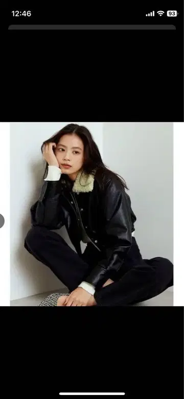 LILY BROWN 릴리 브라운 숏 기장 가죽 블루종 블랙
