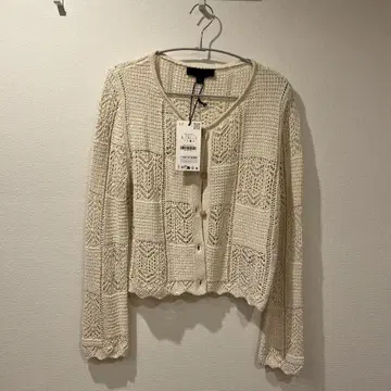 ZARA 아이보리 레이스 니트 가디건