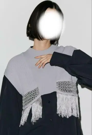 UN3D. 메쉬 프린지 니트 베스트 그레이