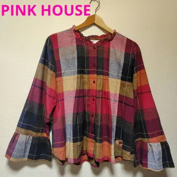PINK HOUSE 테디베어 곰돌이 자수 패치 벨 슬리브 긴팔 셔츠