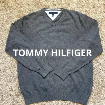 TOMMY HILFIGER 그레이 V넥 스웨터 M