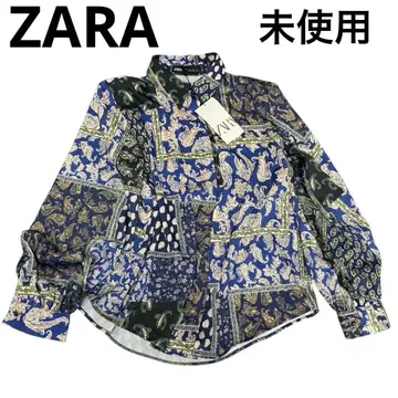 미사용 ZARA 자라 패치워크 디자인 긴팔 셔츠 블라우스 페이즐리 무늬