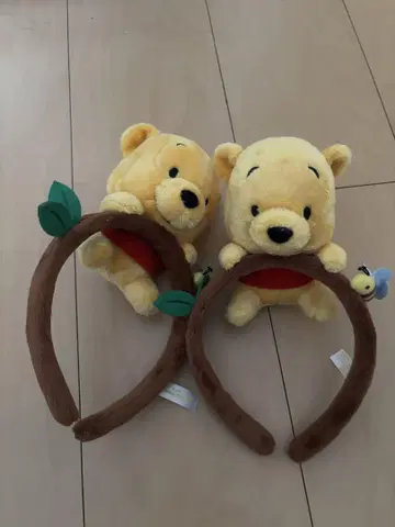 푸우 봉제 인형 머리띠 2세트