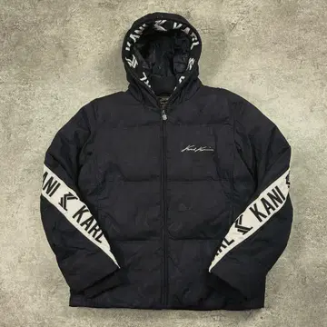 KARL KANI 후드 부착 다운 자켓 블랙