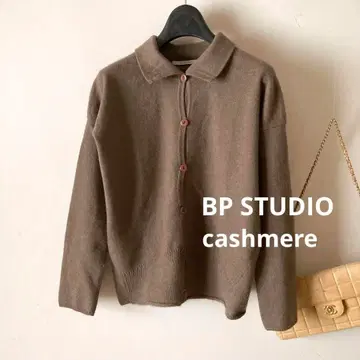 이탈리아제 BP STUDIO*고밀도 캐시미어 울 루즈핏 폴로 니트*브라운