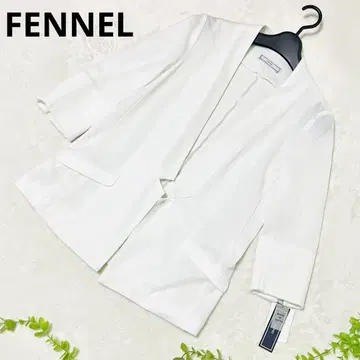 [ 새상품 ] FENNEL 화이트 노카라 자켓 7분 소매