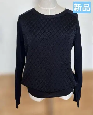 GabardineKT 미사용 네이비 퀼팅풍 무늬 긴팔 니트