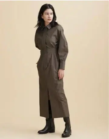 CASA FLINE 카키 셔츠 원피스 F 사이즈