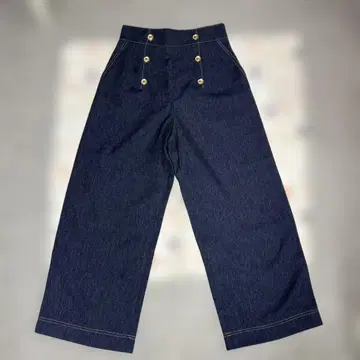 any sis 와이드 데님 골드 버튼
